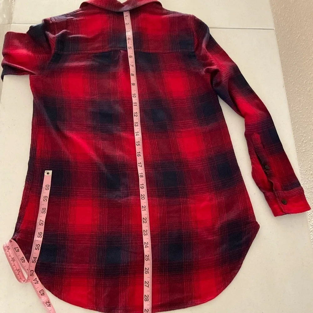 Madewell Classic Ex-Boyfriend Flannel Shirt Red/Blue Wilder Plaid Women’s Sz XS - Picture 12 of 14